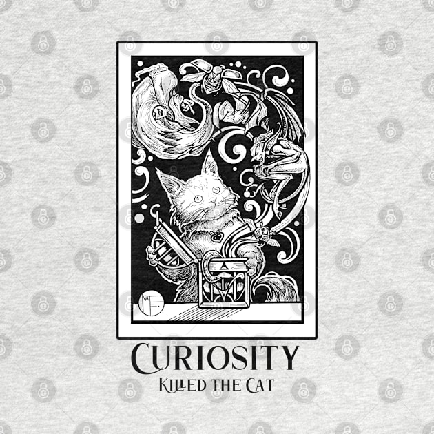 Opening Pandora's Box - Curiosity Killed The Cat -Black Outlined Version by Nat Ewert Art